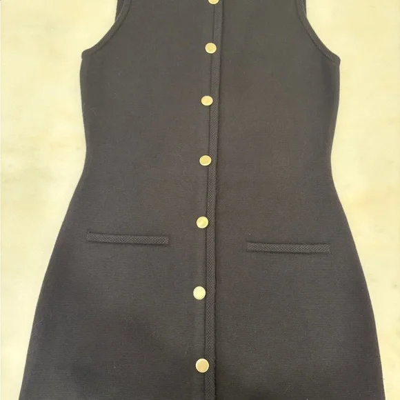 Abercrombie & Fitch Black Mini Dress with Gold Buttons - Picture 1 of 3